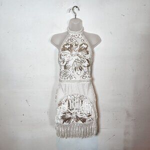 12th Tribe Like gold dust mini dress white size small